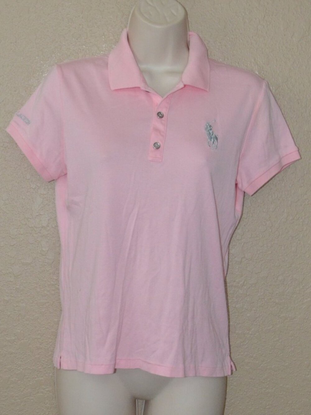 Sz M Ralph Lauren Tailored Golf Fit Pink Short Sleeve Polo Shirt